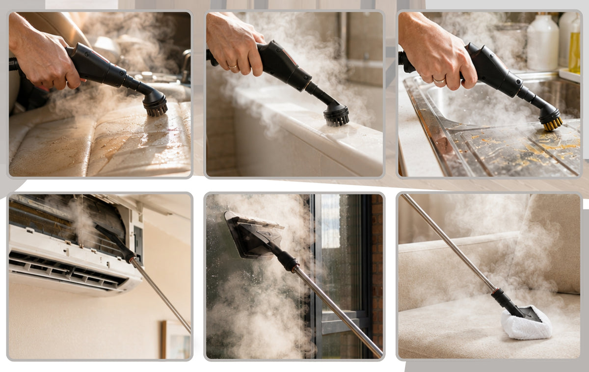 MYJKA PAROWA MOP PAROWY PAROWNICA MOCNA 2500W ZESTAW DO TAPIECRKI FUG OKIEN